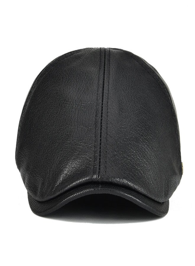 VOBOOM Leather Ivy Newsboy Caps 6 Panel Cabbie Beret Hat (7 1/4, Black) - Image 3